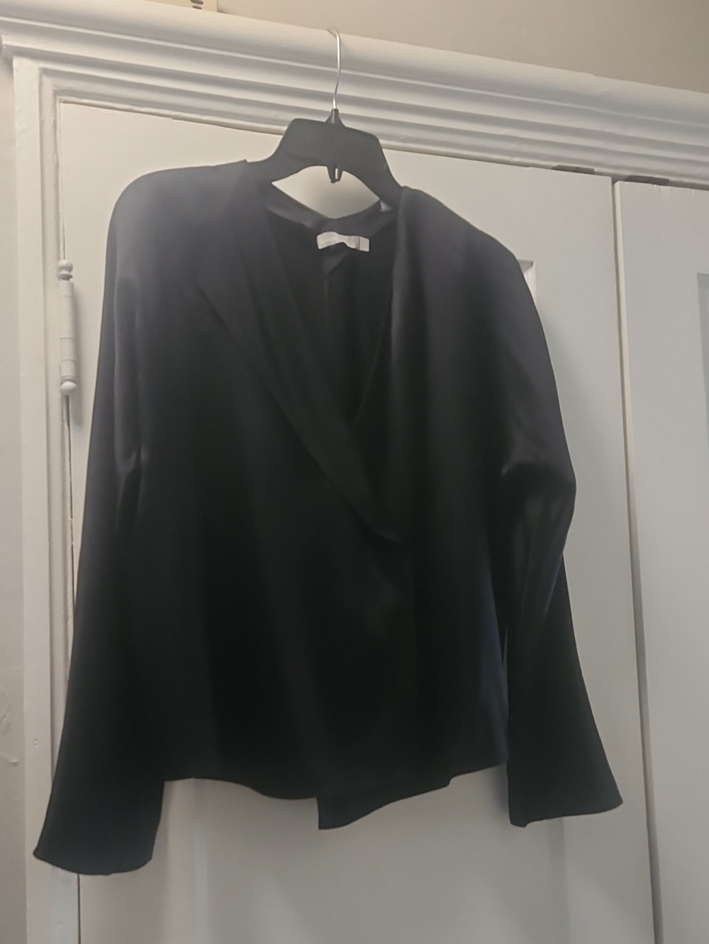 Vince Black Silk Drape-Front Blouse